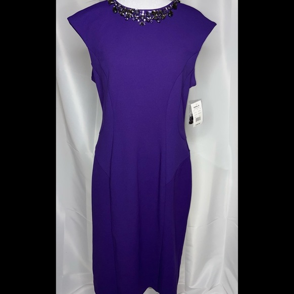 Ronni Nicole Women’s Purple Jeweled-Neck Sheath Dress –Size 10 NWT - Picture 3 of 12